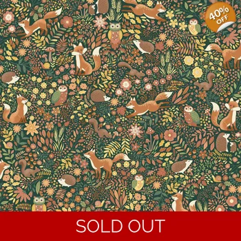 REMNANT - Makower - Hello Autumn - Wild Wood - Green - 47cm